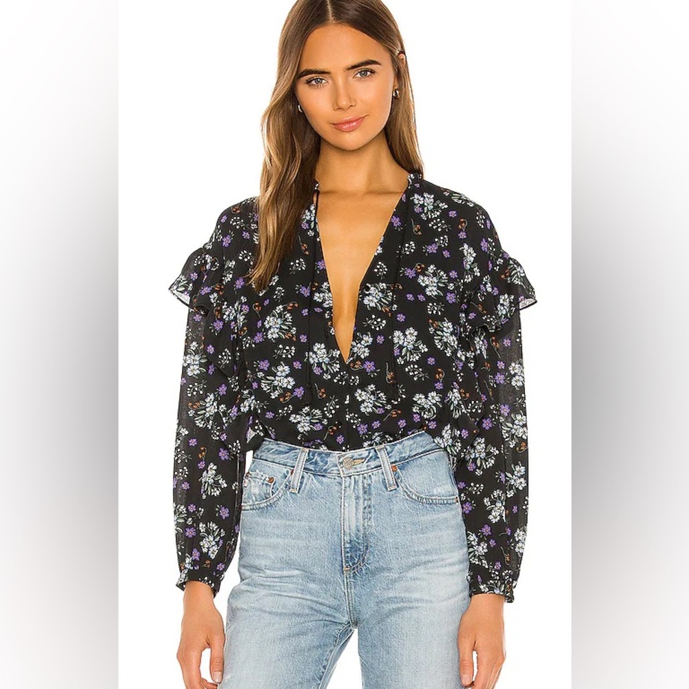 NWOT Cupcakes & Cashmere Delia Blouse in Night Sky, Size XS